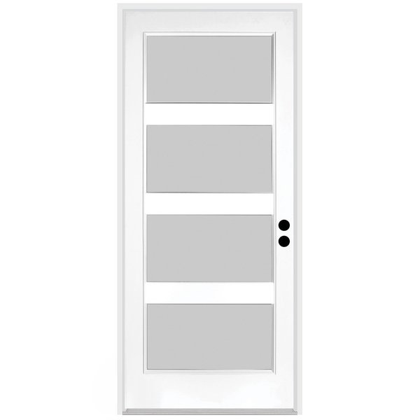 Codel Doors 32" x 80" Primed White Contemporary Flush-Glazed Exterior Fiberglass Door 2868LHISPSF20F4LS691626DM